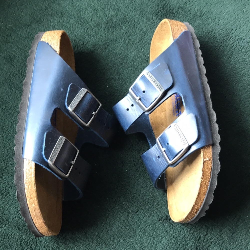 New Birkenstock Soft Footbed Navy Leather sz 37 or 41. Size 6 or 10 - Picture 7 of 17